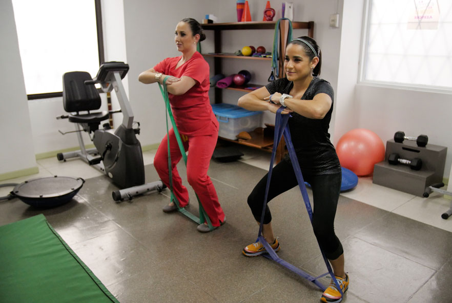 Two women doing exercises