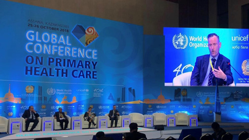 Jonathon Kruger speaking at the Global Conference on Primary Health Care