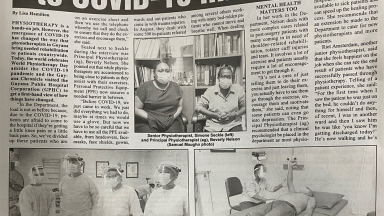 Image of newspaper article in the Ghana Chronicle to mark World PT Day 2020