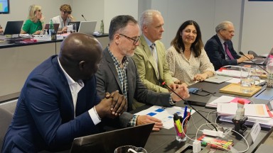 Sidy Dieye, Jonathon Kruger, Jean-Francois Dumas, Pascale Mathieu at CNOMK meeting in June 2023